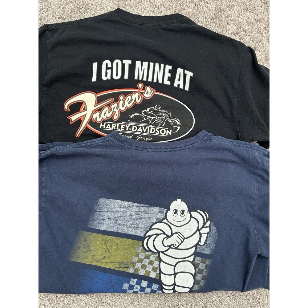 Men's Harley Davidson And Michelin Tire Lot Of 2 T-shirts Size M